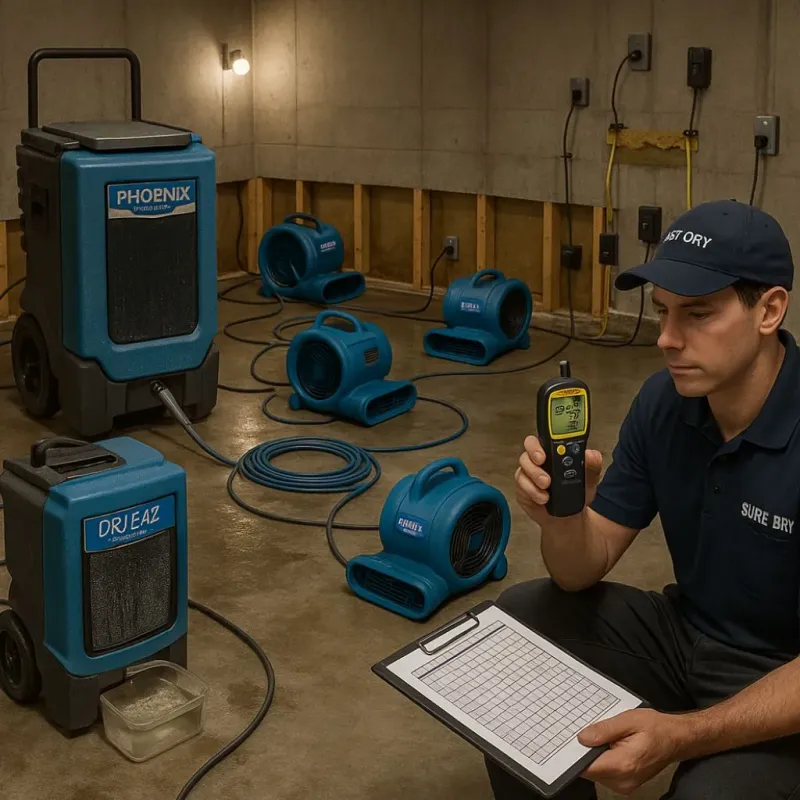 Structural Drying and Dehumidification process in Osterville, MA